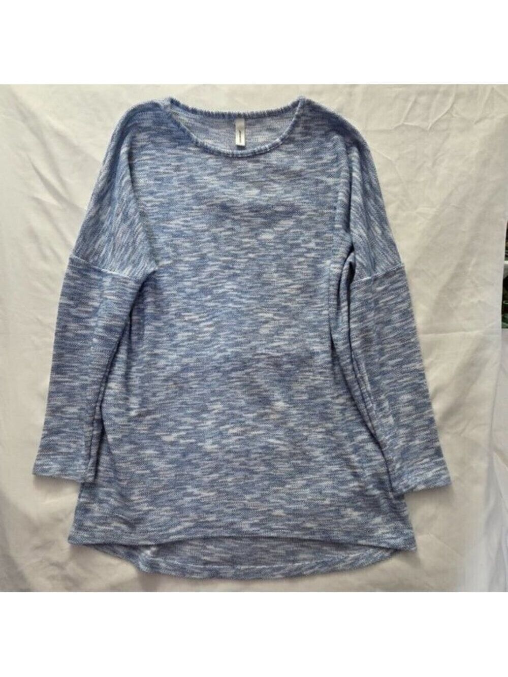 Soyaconcept Blue Marled Tunic Sweater | Lightweight Wool Blend Knit | Large